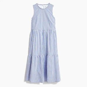 J. Crew Sleeveless Tiered Midi Dress in Cotton Poplin Sz 2